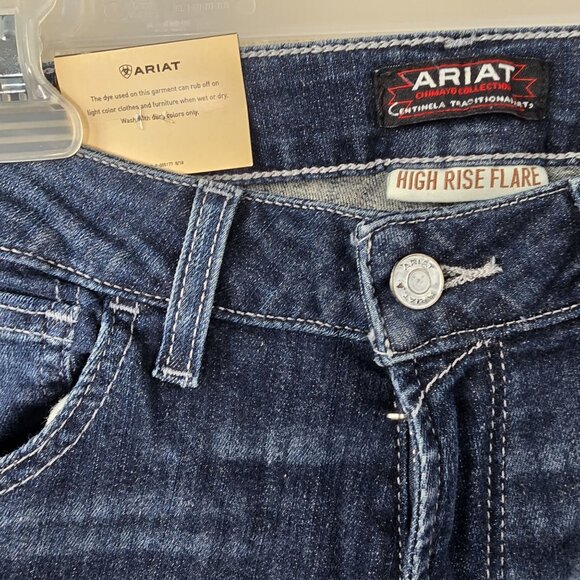 Ariat Womens High Rise Flare Jeans Chimayo Print Dark Wash Denim Size 30S - Picture 4 of 10